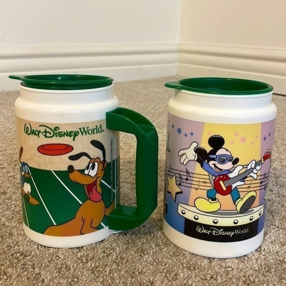 Vintage Walt Disney World Resort Insulated Coffee Mugs With Lids - Picture 1 of 6